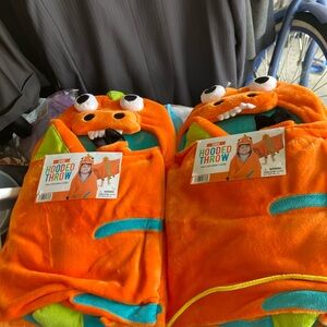 Orange Monster Hooded Throw Blanket - Kids Plush Costume Blanket